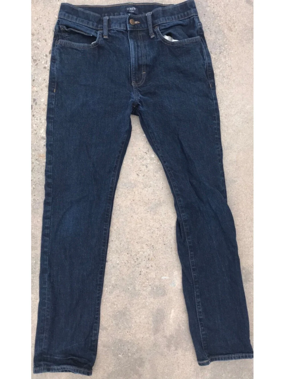 J Crew Flex Straight Jeans Mens 30x30 Blue Stretch Denim Dark Wash Clean Look